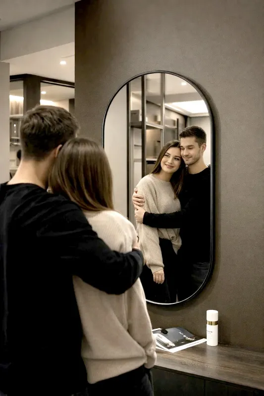 Зеркало навесное Z-16 110х50 см с черной рамкой без подсветки